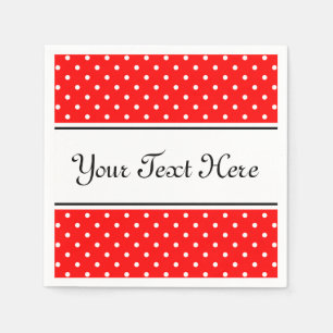 Personalised napkins   red and white polka dots