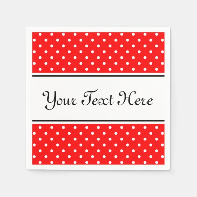 Personalised napkins | red and white polka dots (Front)