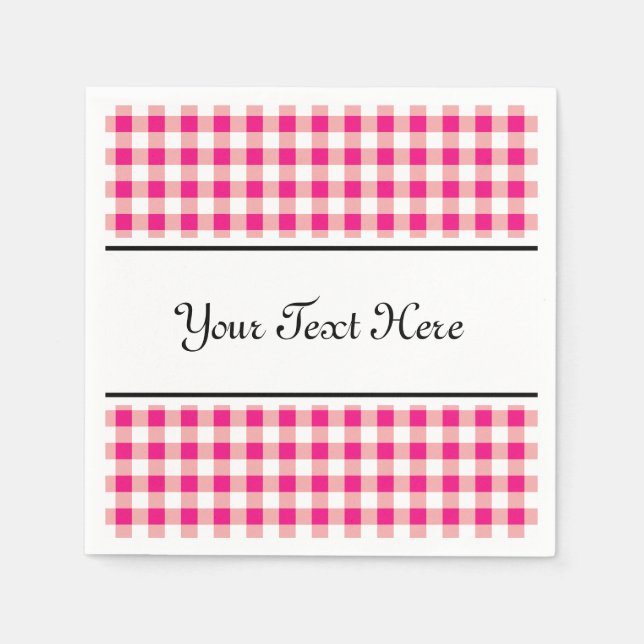 Personalised napkins | red gingham pattern design (Front)