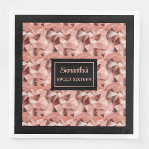 Personalised Napkins Rose Gold and Black Accent