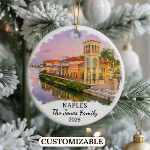 Personalised Naples Ornament, Custom Florida State Ceramic Tree Decoration