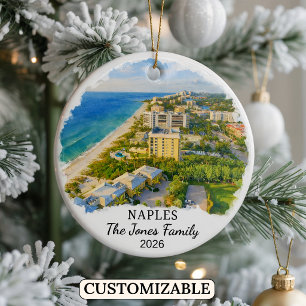 Personalised Naples Ornament, Custom Florida State Ceramic Tree Decoration