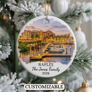 Personalised Naples Ornament, Custom Florida State Ceramic Tree Decoration