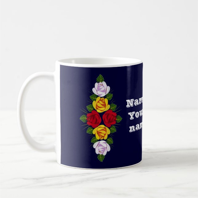 Personalised Narrowboat roses Coffee Mug (Left)