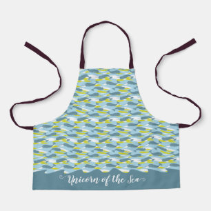 Personalised Narwhal Unicorn of the Sea Slate Blue Apron
