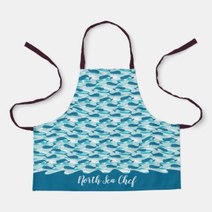 Personalised Narwhal Waves Allover Print Teal Apron