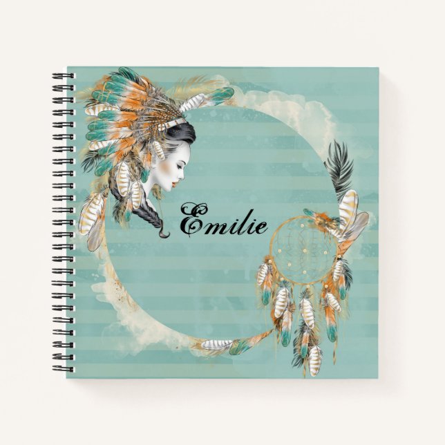 Personalised Native American Spiral Notebook (Front)
