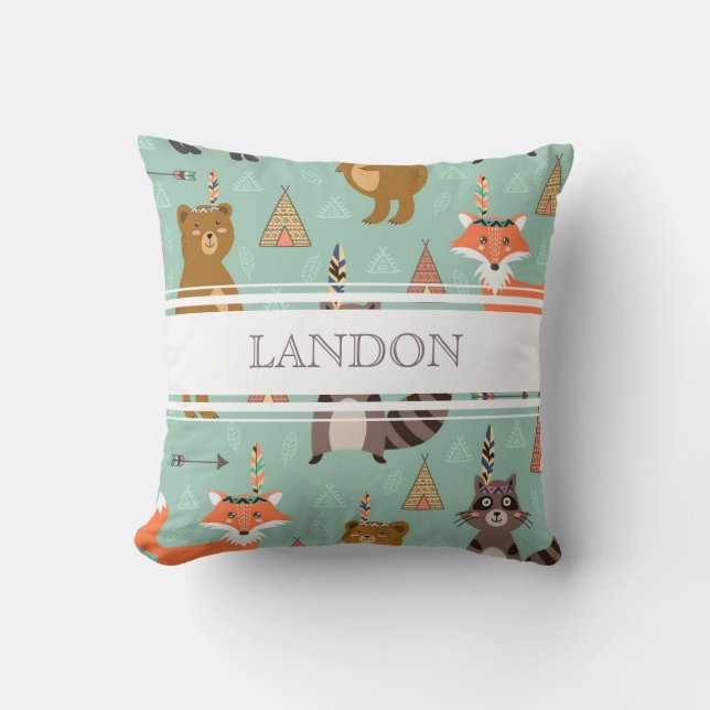 Personalised Native Forest Friends Pillow (Front)