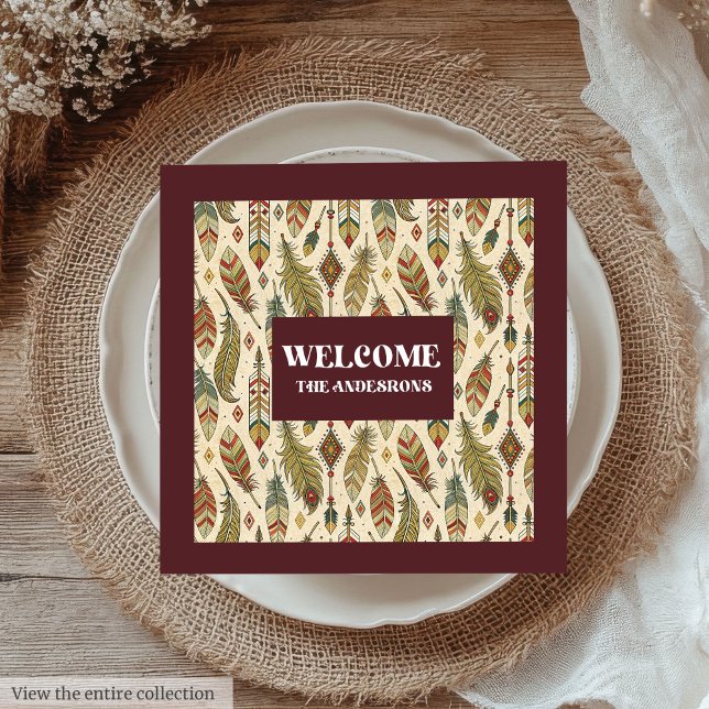 Personalised Native Napkins Trendy Boho Colours (Personalized Native Napkins Trendy Boho Colors)