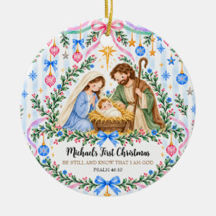 Personalised Nativity Baby’s First Christmas Ceramic Tree Decoration