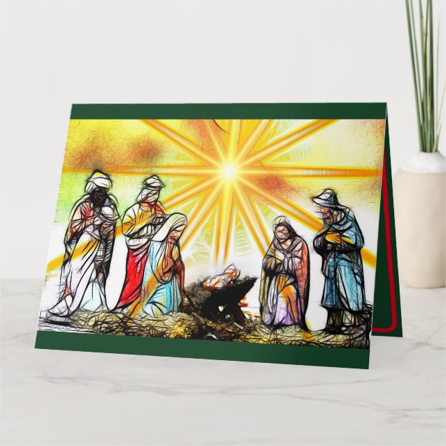 Personalised Nativity Scene Christmas Card (Front)