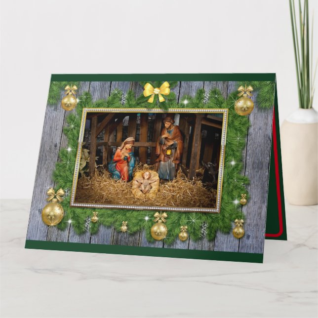 Personalised Nativity Scene Christmas Card (Front)