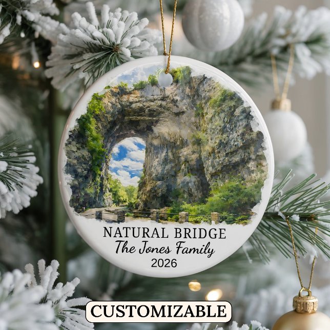 Personalised Natural Bridge Ornament, Virginia Ceramic Tree Decoration (Creator Uploaded)