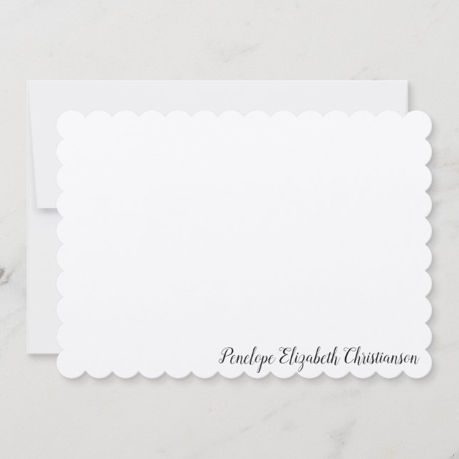 Personalised Natural Linen Flat Note Card with  (Front)