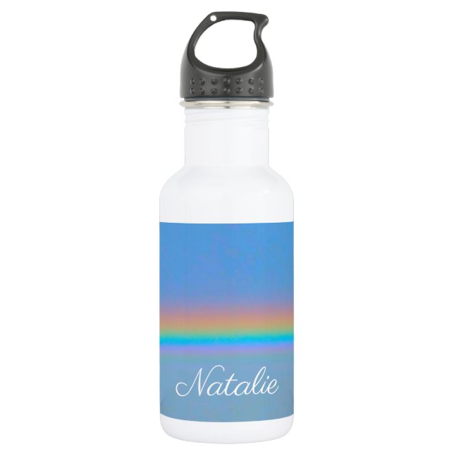 Personalised natural real rainbow 532 ml water bottle (Front)