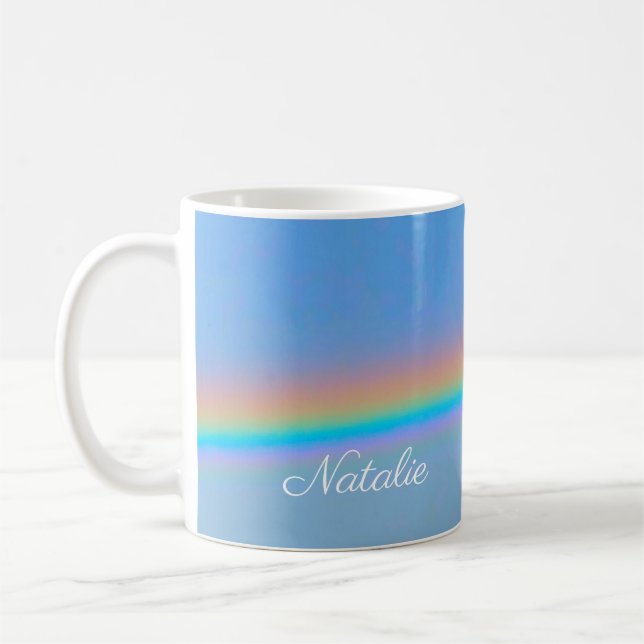 Personalised natural real rainbow coffee mug (Left)