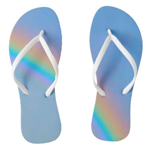 Personalised natural real rainbow flip flops