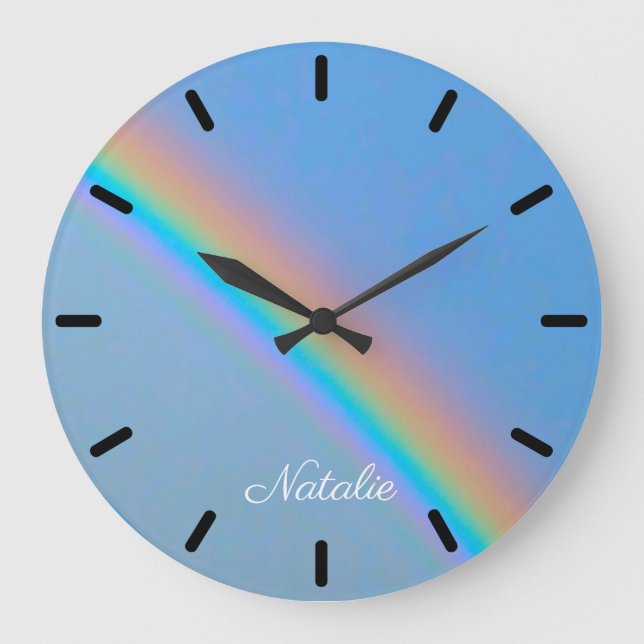 Personalised natural real rainbow large clock (Front)