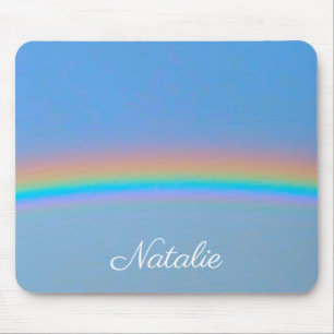 Personalised natural real rainbow mouse mat