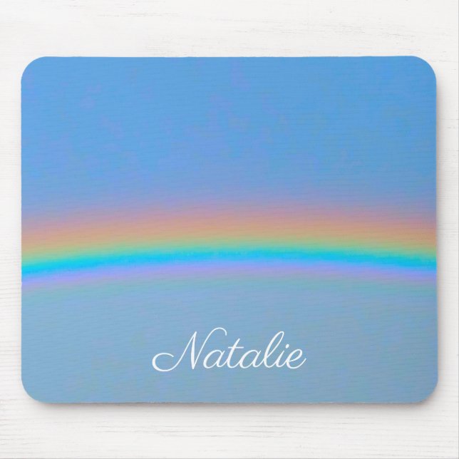 Personalised natural real rainbow mouse mat (Front)