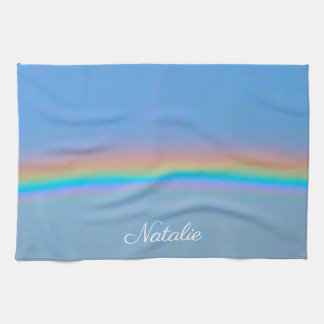 Personalised natural real rainbow tea towel