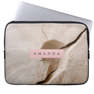 Personalised Natural Wood Grain Texture Laptop Sleeve