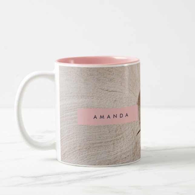 Personalised Natural Wood Grain Texture Two-Tone Coffee Mug (Left)