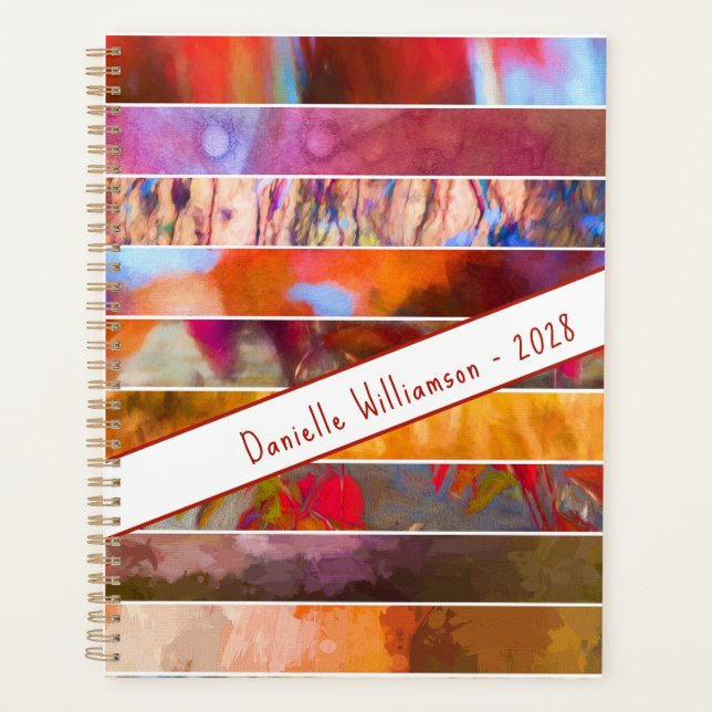 Personalised Nature Art Collage Stripes Planner (Front)