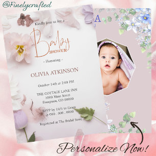 Personalised Nature Floral Photo Baby Shower  Invitation