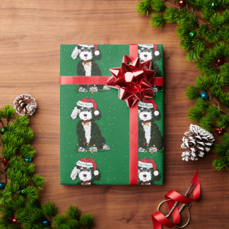 Personalised Naughty Bernedoodle Green Xmas Wrapping Paper