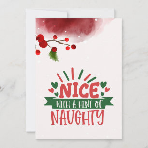 Personalised Naughty But Nice Flat Holiday Card