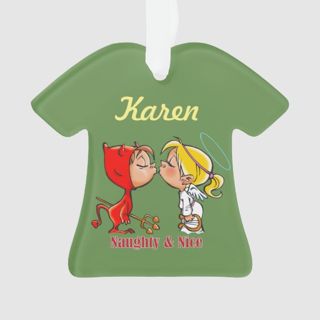 Personalised Naughty & Nice Devil Angel Ornament (Front)