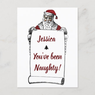 Personalised Naughty/Nice Funny Christmas Postcard