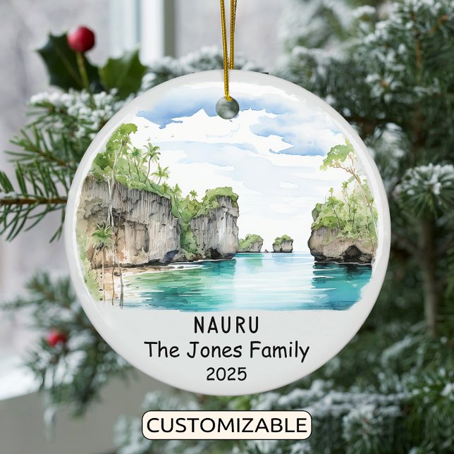 Personalised Nauru Ornament, Oceania Ceramic Tree Decoration (Creator Uploaded)