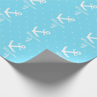 Personalised nautical anchor 1st birthday boy wrapping paper