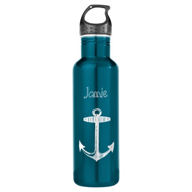Personalised Nautical Anchor 710 Ml Water Bottle (Front)