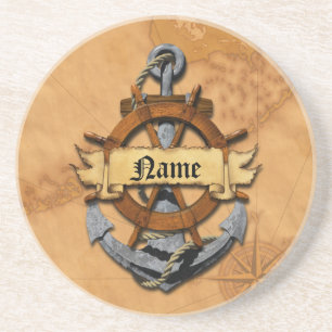 Personalised Nautical Anchor And Wheel Coaster