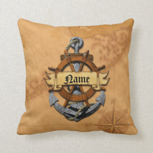 Personalised Nautical Anchor And Wheel Cushion