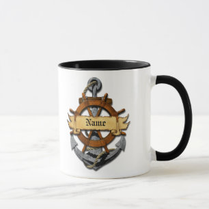 Personalised Nautical Anchor And Wheel Mug