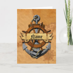 Personalised Nautical Anchor And Wheel Note Card