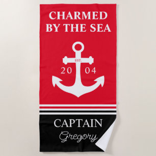 Personalised Nautical Anchor Boat Name Beach Towel