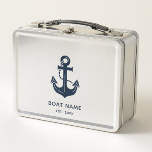 Personalised Nautical Anchor Boat Name Metal Lunch Box