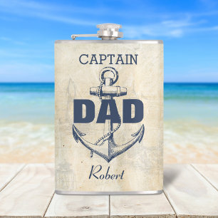 Personalised Nautical Anchor Captain Dad Hip Flask