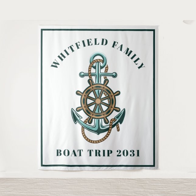 Personalised Nautical Anchor Family Photo Booth Tapestry (Front)