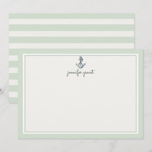 Personalised Nautical Anchor Flat Note Cards