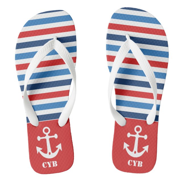 Personalised Nautical Anchor Flip Flops (Footbed)