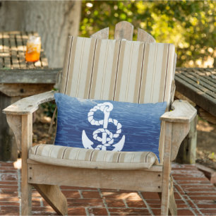 Personalised Nautical Anchor Living the Dream Lumbar Cushion
