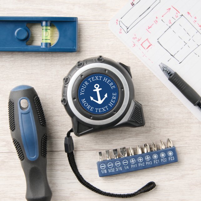 Personalised nautical anchor logo tape measure 1 (Workshop)