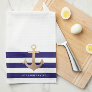 Personalised   Nautical Anchor Tea Towel