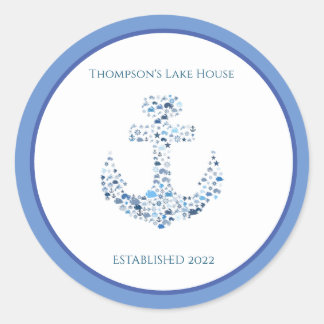 Personalised Nautical Anchor Themed Classic Round Sticker